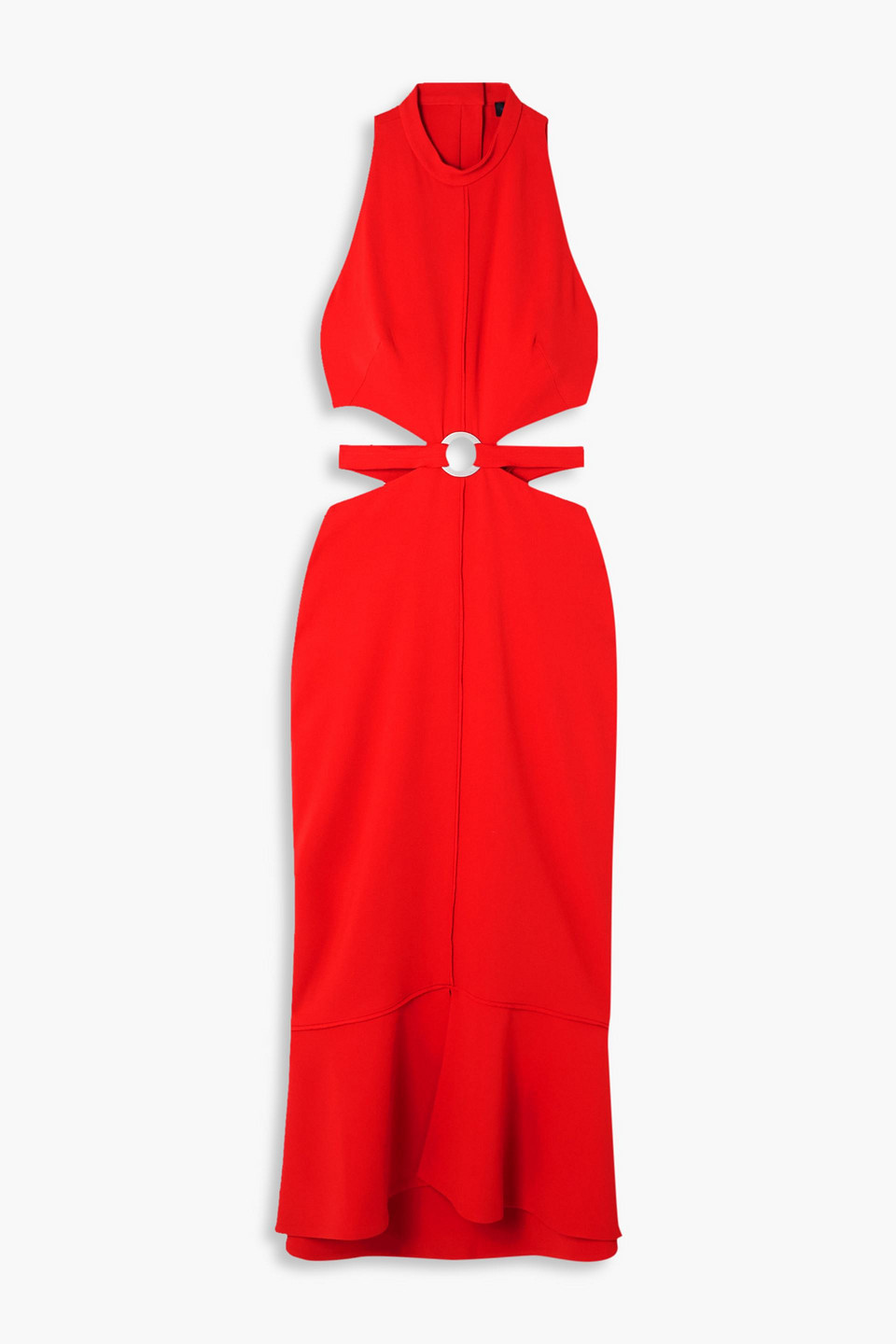 Proenza Schouler Embellished Cutout Stretch-cady Midi Dress In Red