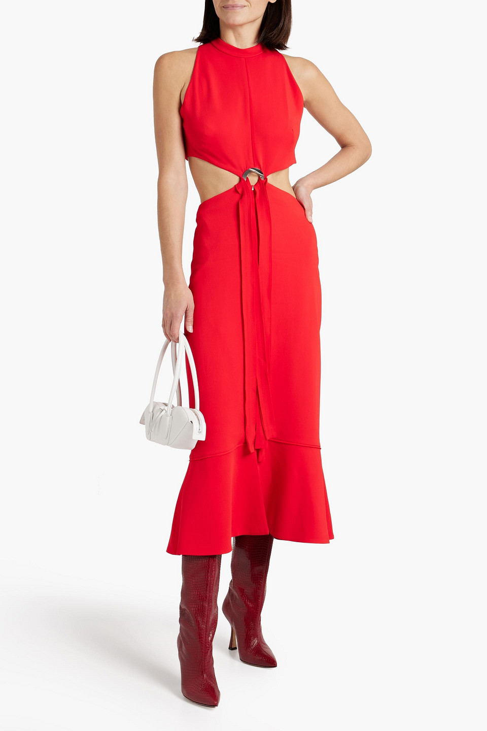 PROENZA SCHOULER EMBELLISHED CUTOUT STRETCH-CADY MIDI DRESS 3074457345637600189