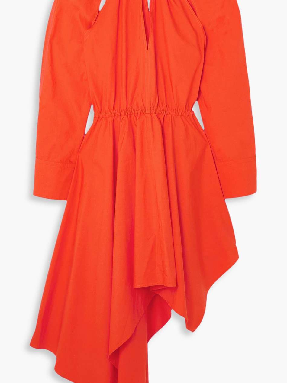 asymmetric cutout cotton midi dress