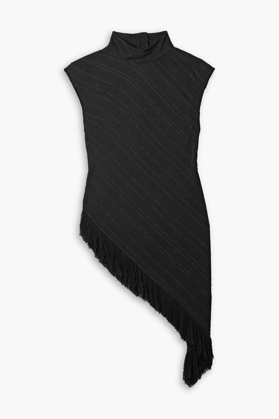 Shop Proenza Schouler Asymmetric Fringed Crepe Top In Black