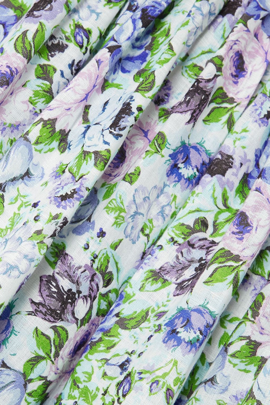 ZIMMERMANN Scalloped pleated floral-print linen mini dress