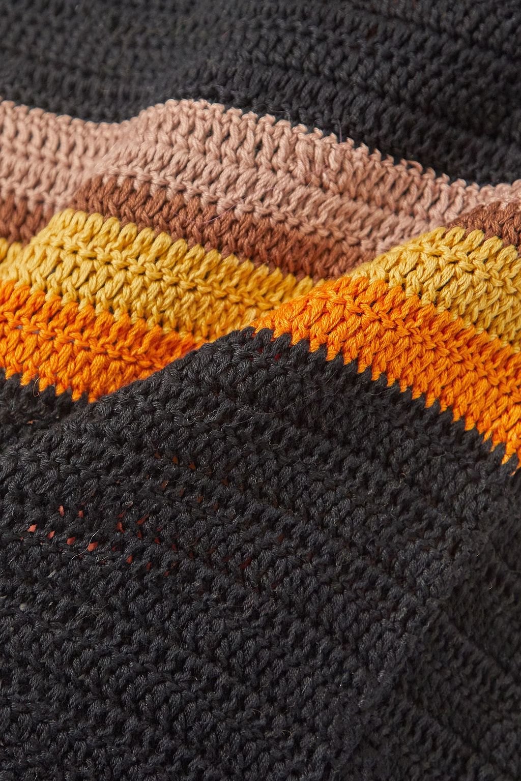 WALES BONNER Marimba gestreiftes Midikleid aus gehäkelter Baumwolle mit Spiegeldetails