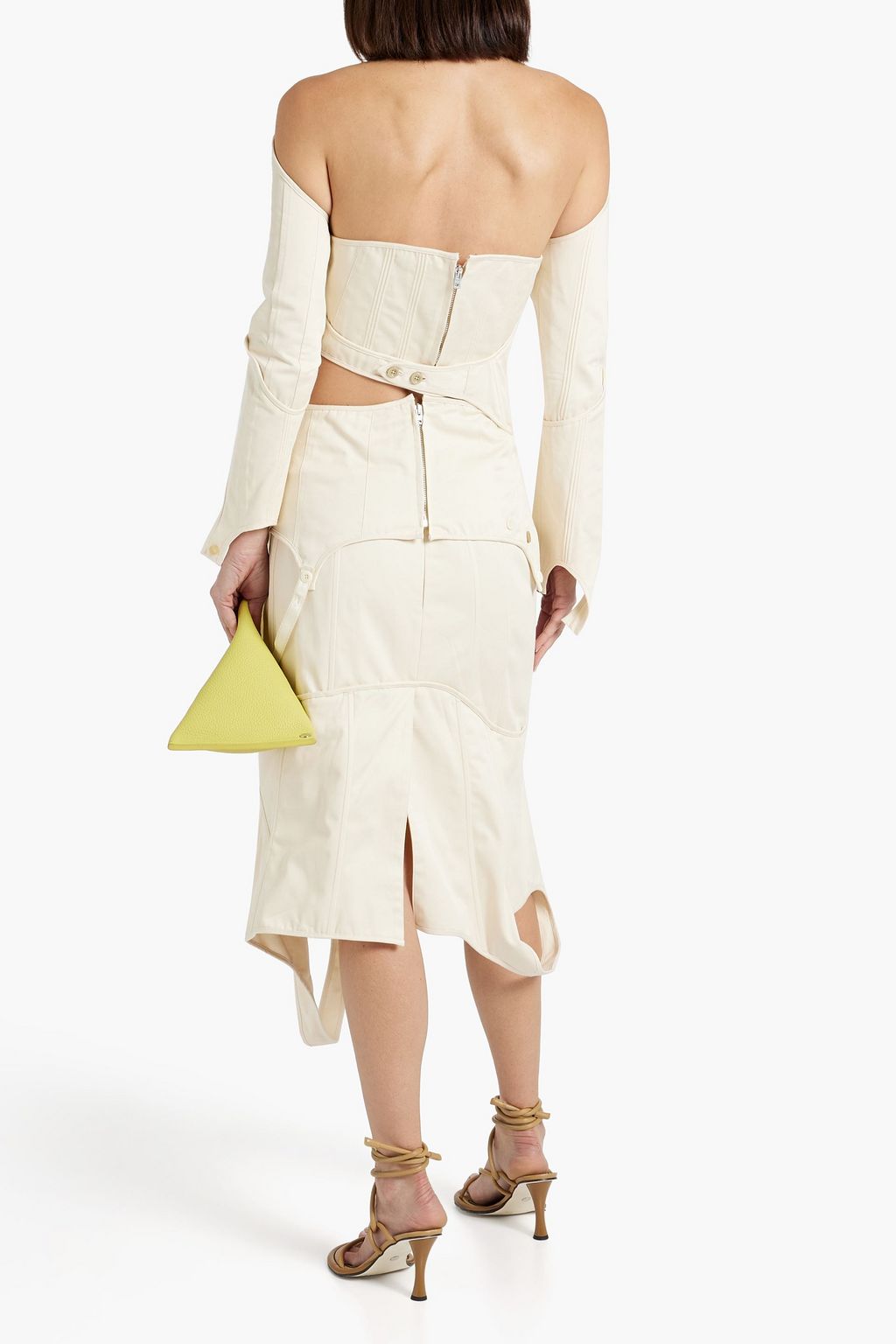 ACNE STUDIOS Off-the-shoulder cutout cotton-twill midi dress