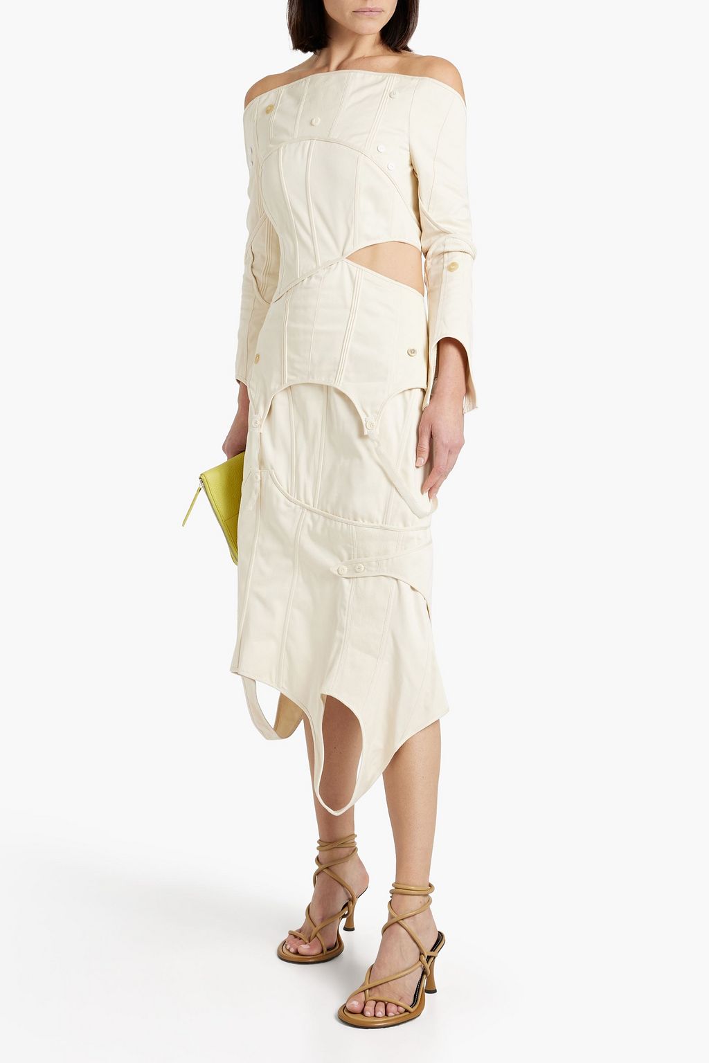 ACNE STUDIOS Off-the-shoulder cutout cotton-twill midi dress