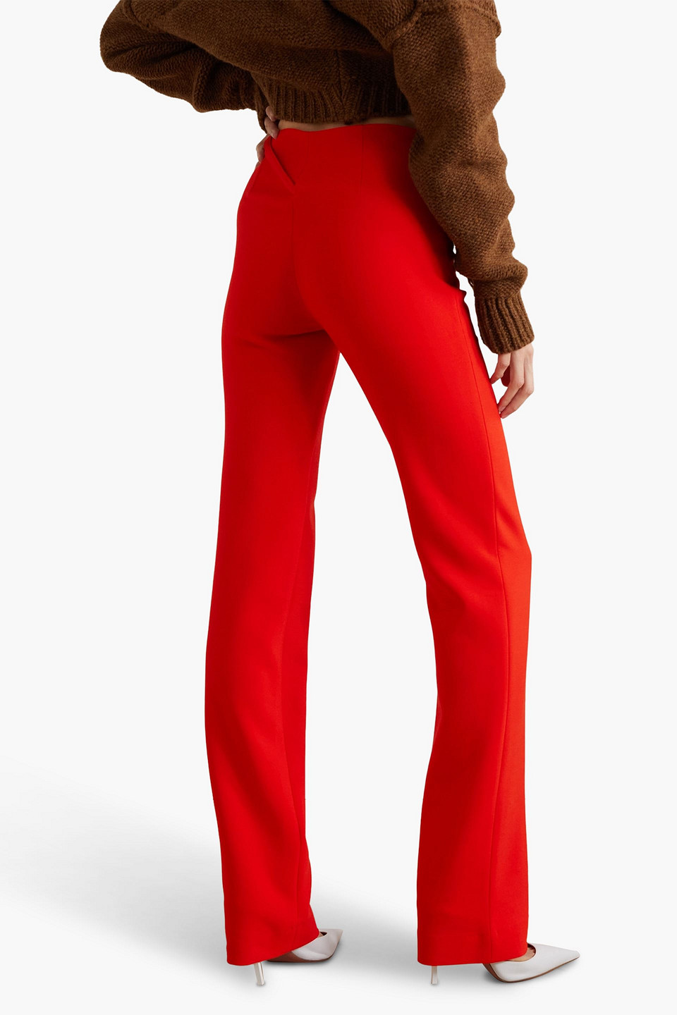 Shop Supriya Lele Cutout Woven Straight-leg Pants In Tomato Red