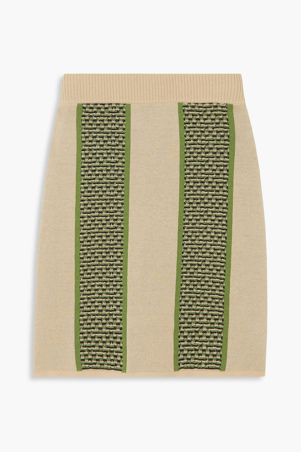 Shop Ahluwalia Jacquard-knit Merino Wool Mini Skirt In Sand