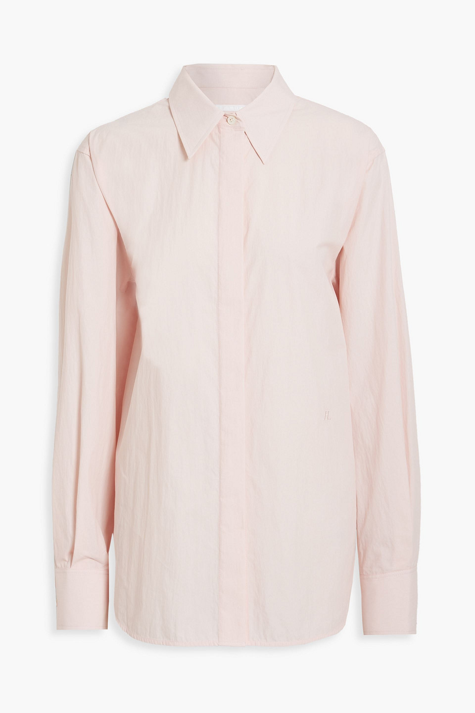 Helmut Lang Embroidered Cotton-poplin Shirt In Pastel Pink