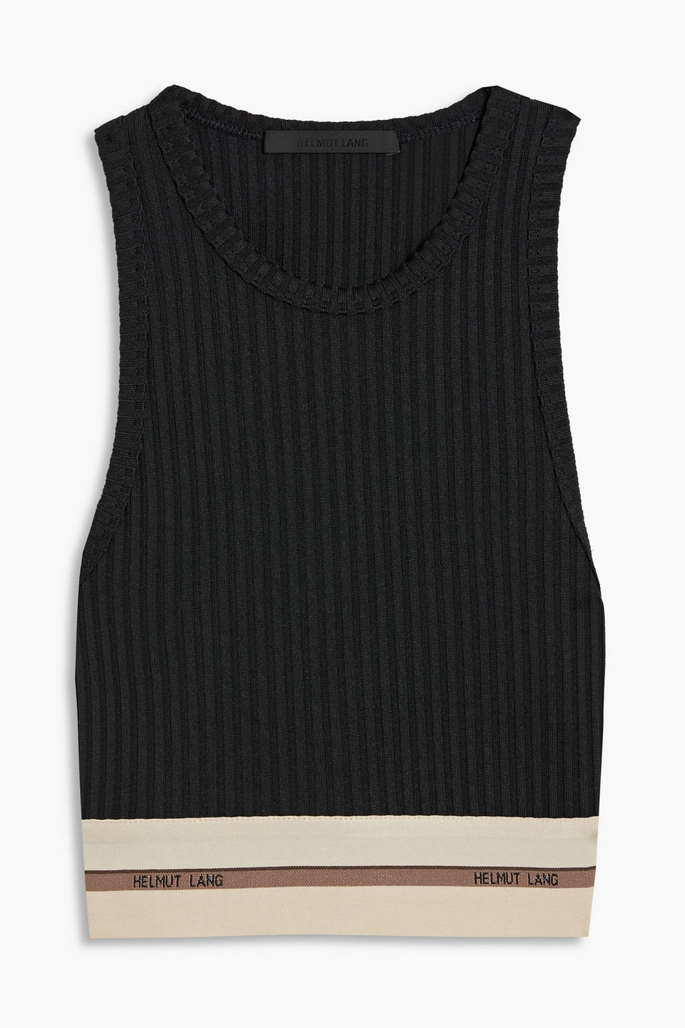 helmut lang - cropped ribbed-knit top - black - xxs
