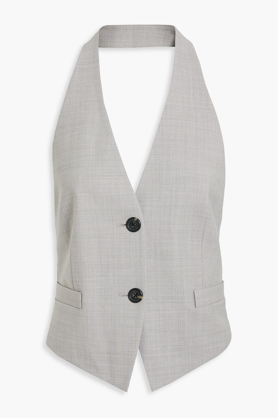 Helmut Lang Open-back Mélange Woven Vest In Light Gray