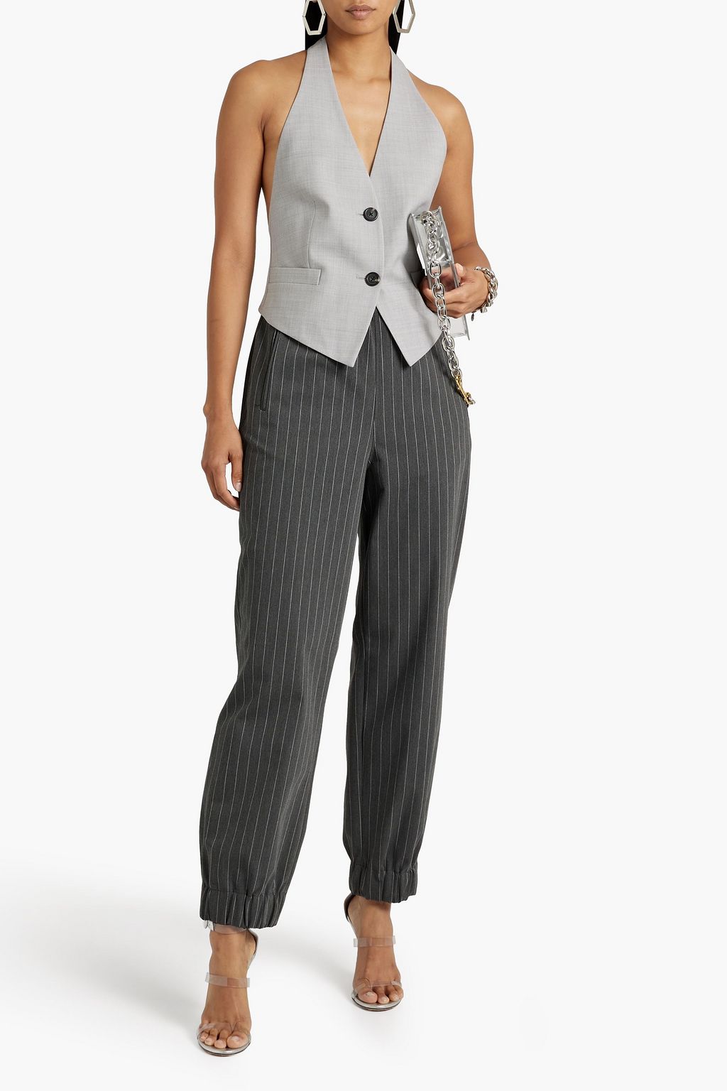 HELMUT LANG Open-back twill halterneck vest