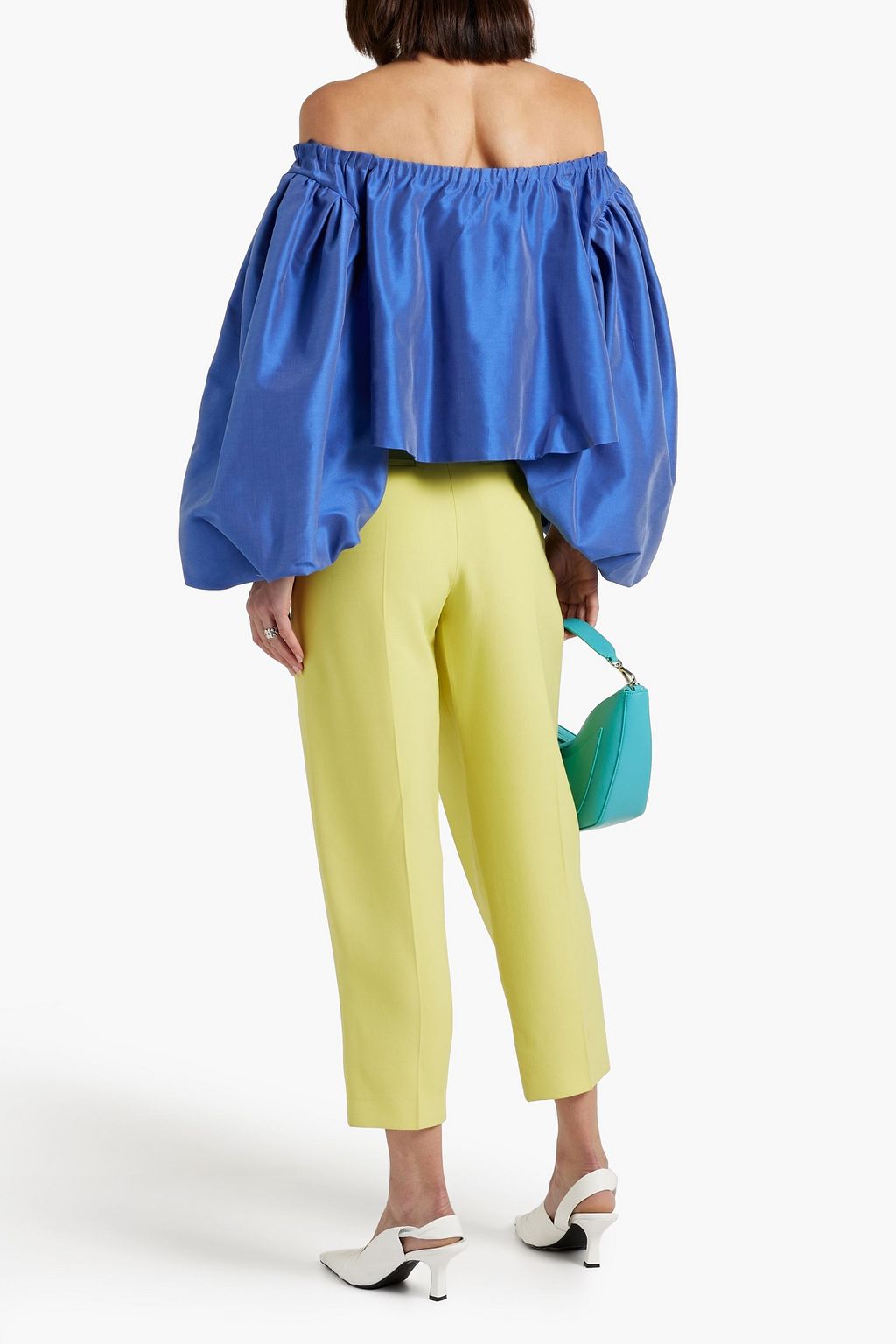 ROSIE ASSOULIN Floaties off-the-shoulder cropped cotton and silk-blend top