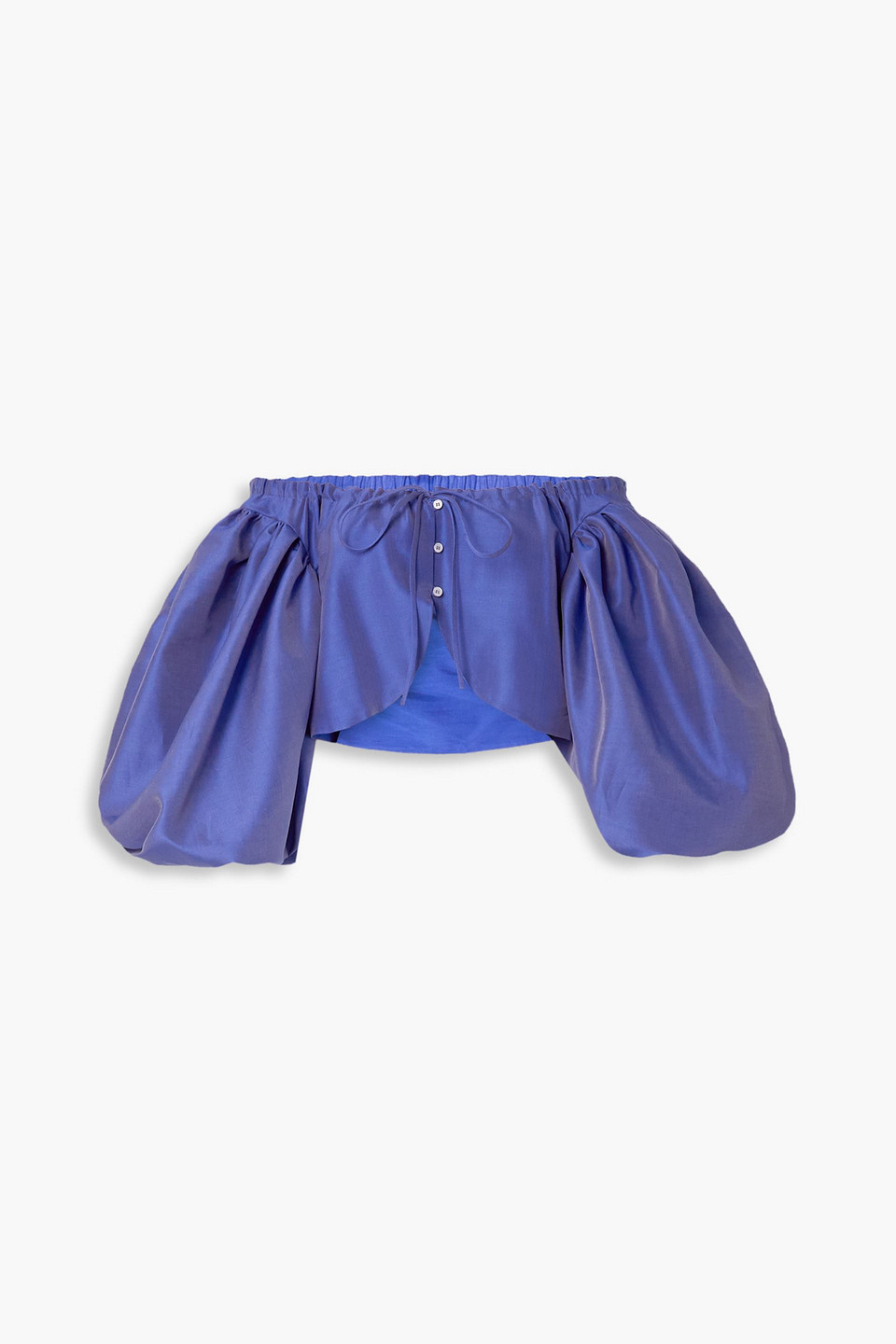 Rosie Assoulin Floaties Off-the-shoulder Cropped Cotton And Silk-blend Top In Royal Blue