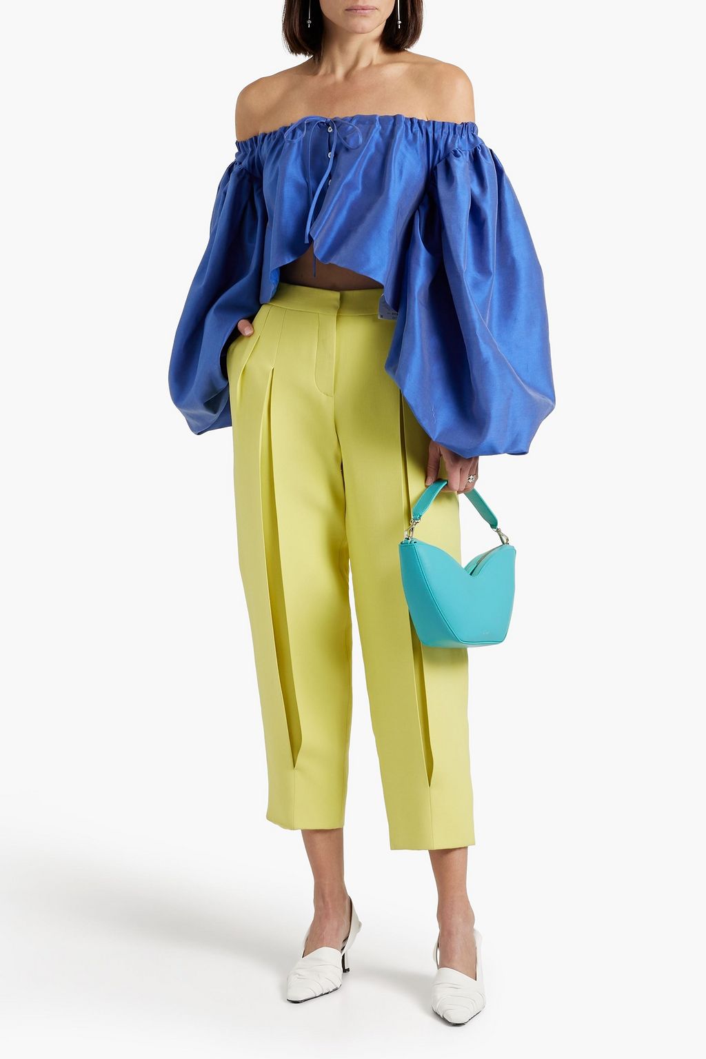 ROSIE ASSOULIN Floaties off-the-shoulder cropped cotton and silk-blend top