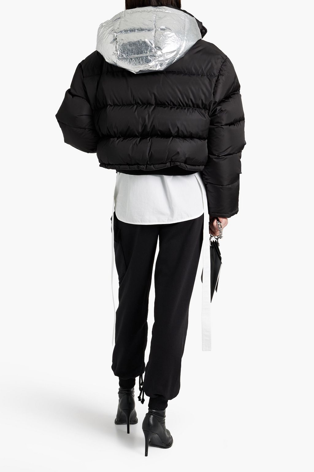 WARDROBE.NYC Cropped quilted shell hooded down jacket