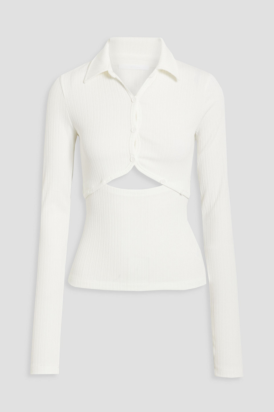 Helmut Lang Cut-out Cardigan Top In White