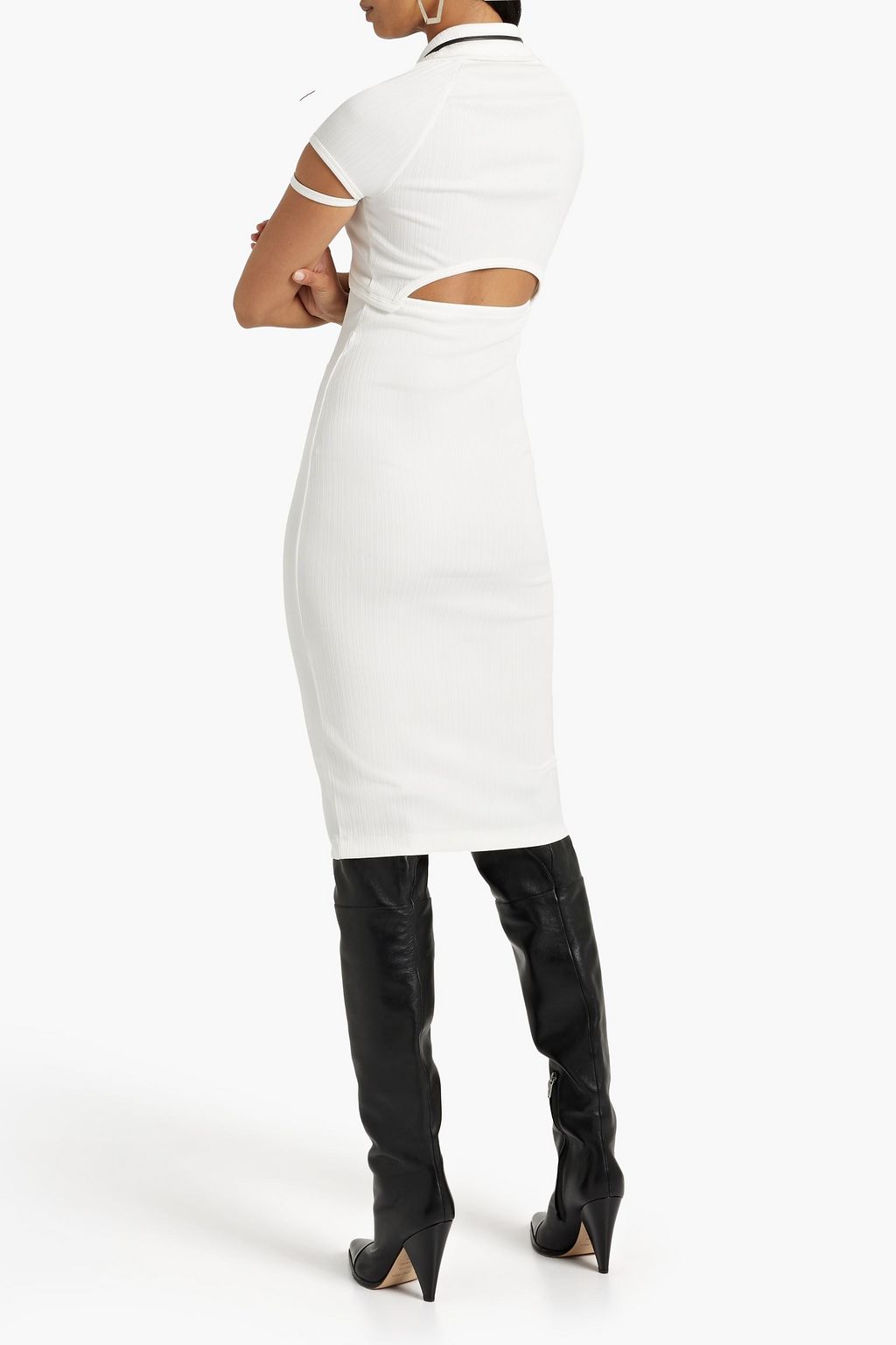 HELMUT LANG Cutout ribbed jersey shirt dress