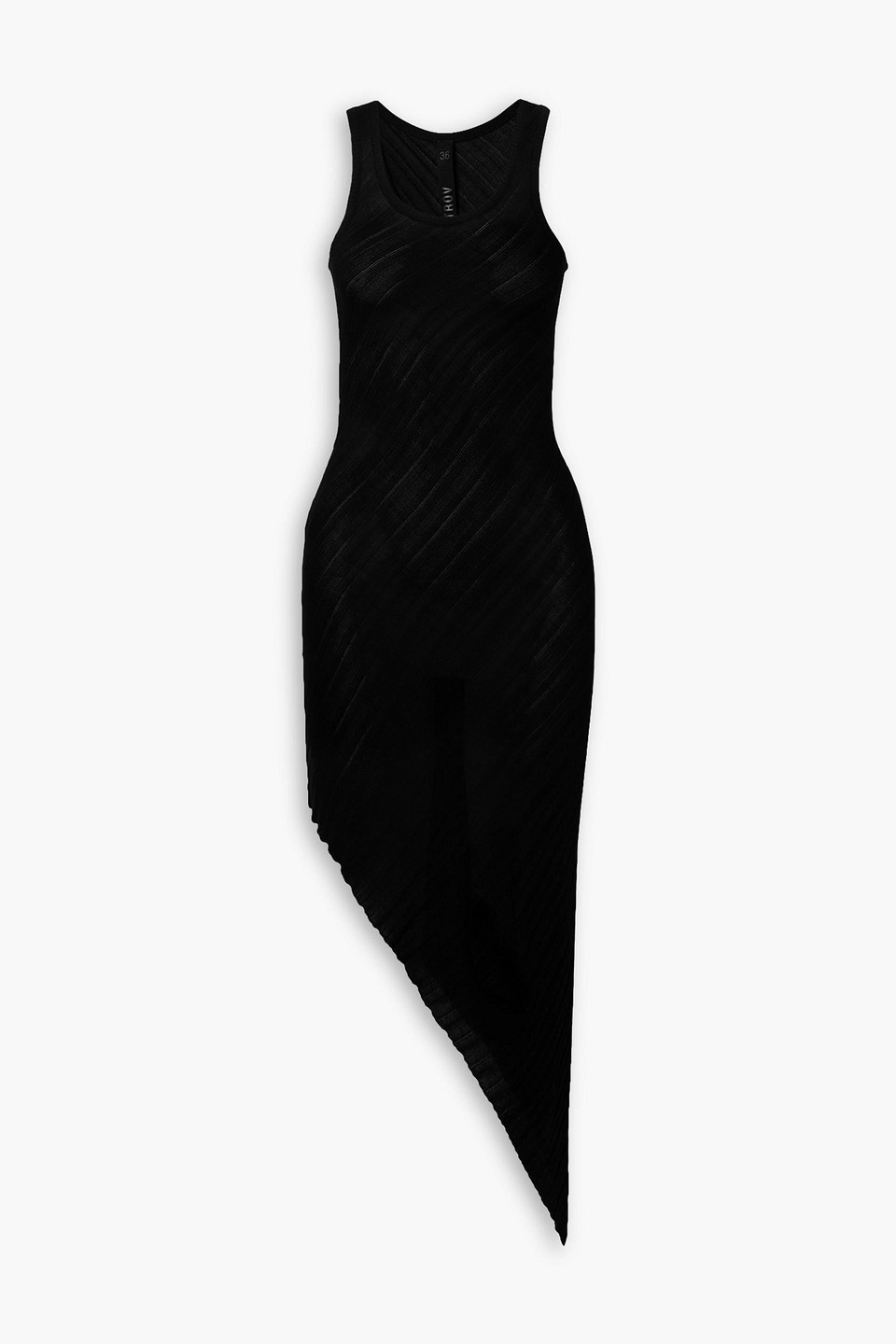 Petar Petrov Alic Asymmetric Ribbed Silk Midi Dress In Black