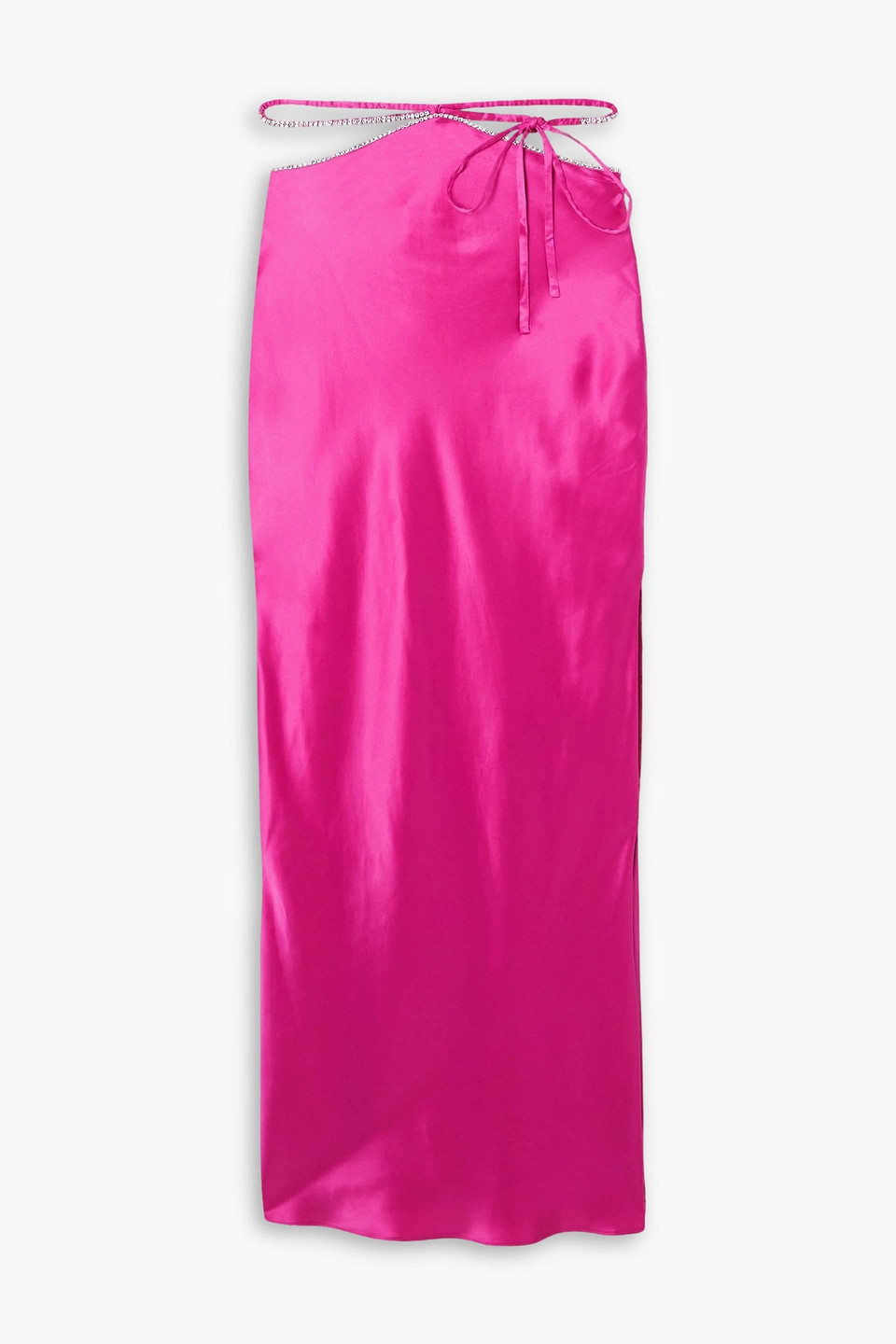 Cutout crystal-embellished silk-satin maxi skirt