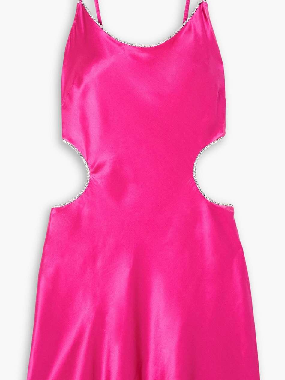 luna cutout crystal-embellished silk-satin mini dress