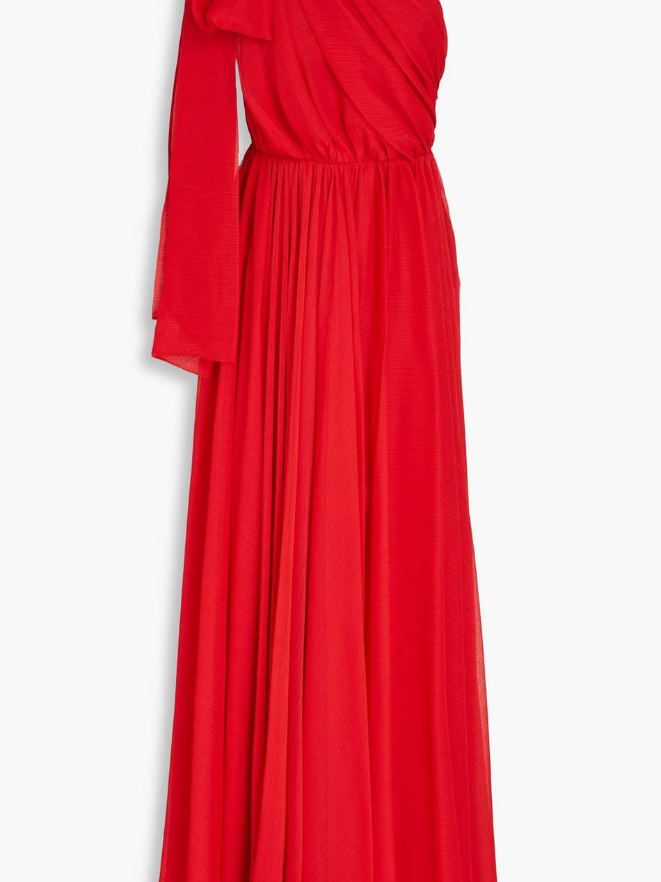 altheda one-shoulder bow-embellished crepon gown