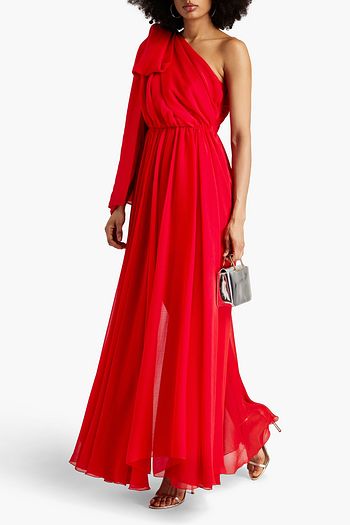 LUKHANYO . MDINGI One-shoulder fringed ribbed silk maxi dress