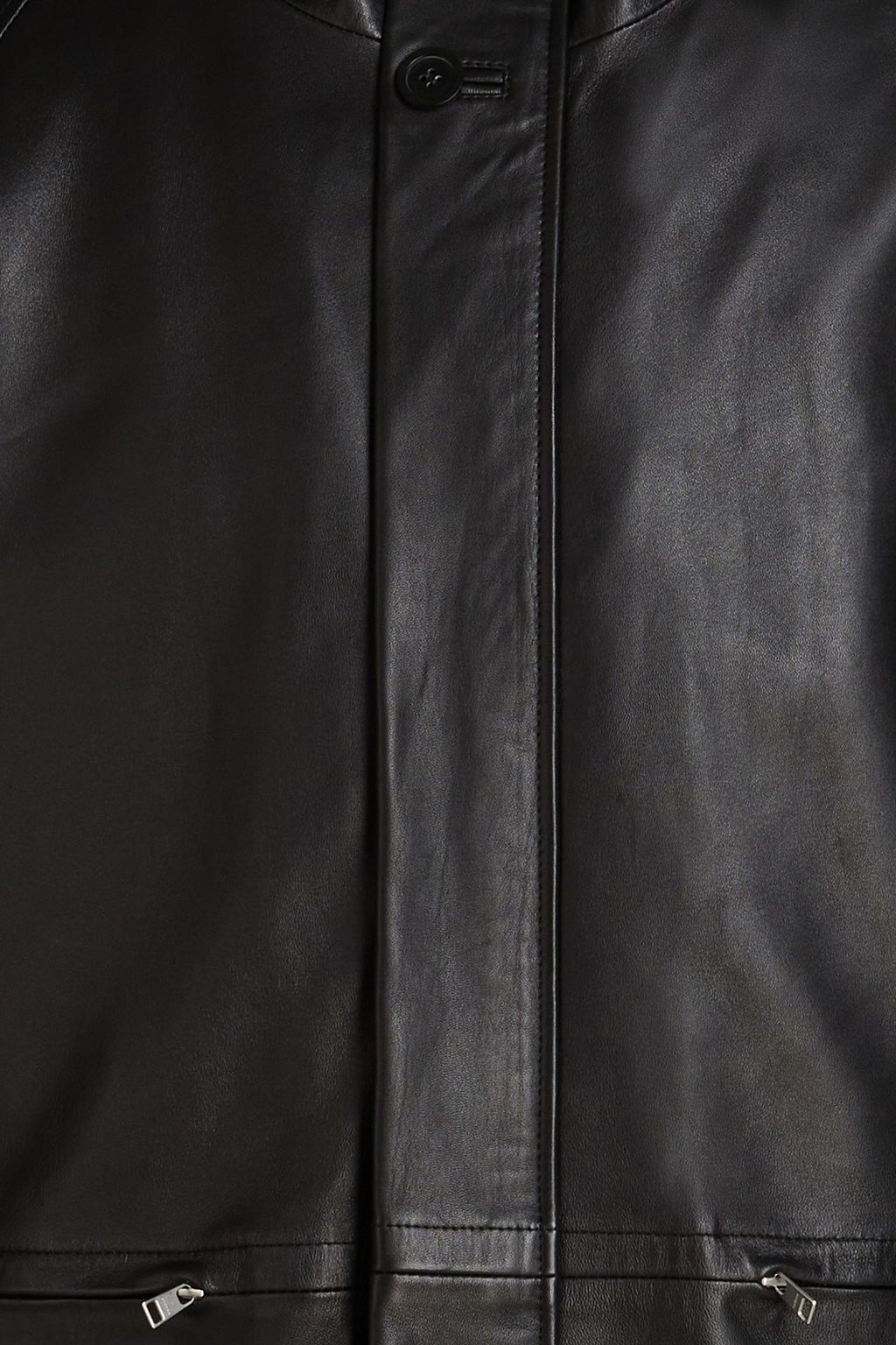 SANDRO Leather hooded jacket