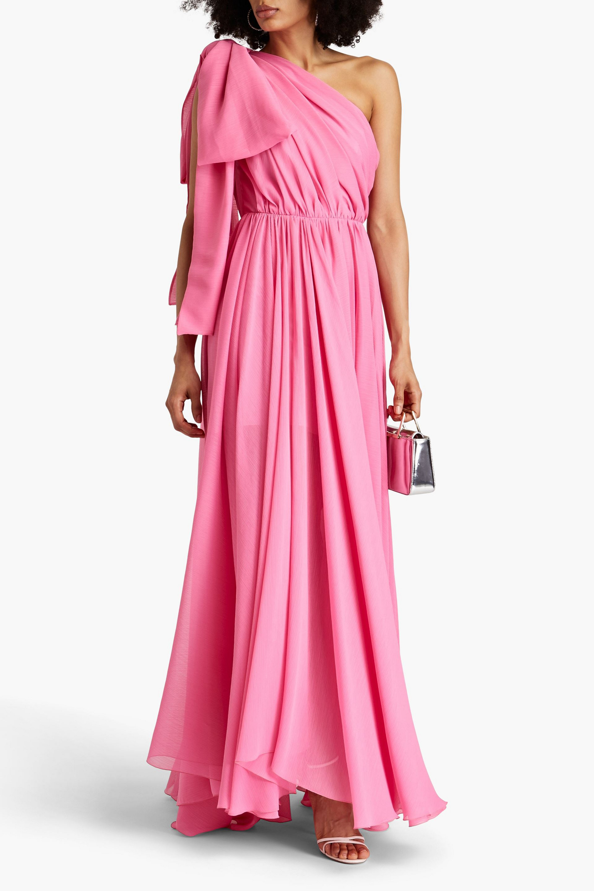 Maria Lucia Hohan Altheda one-shoulder bow-embellished crepon gown