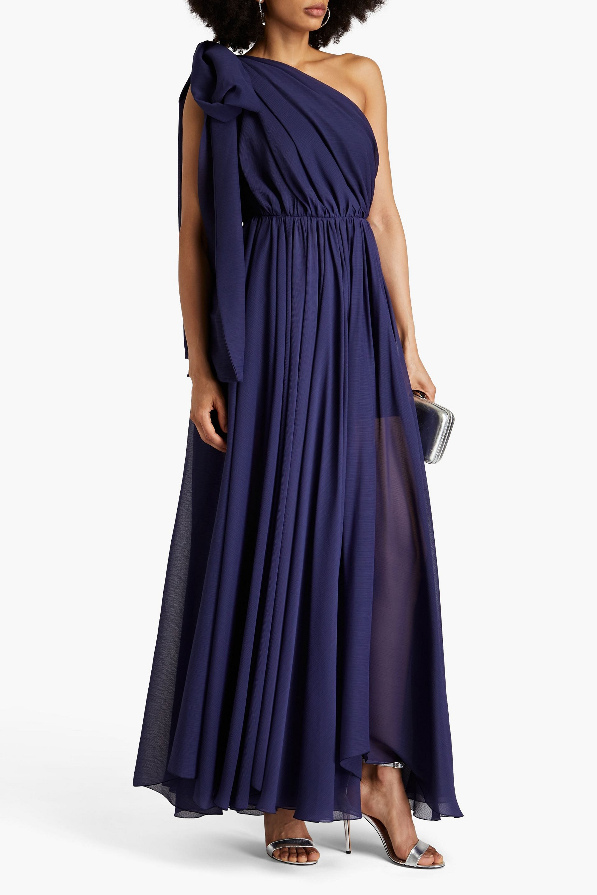 Maria Lucia Hohan Altheda one-shoulder bow-embellished crepon gown