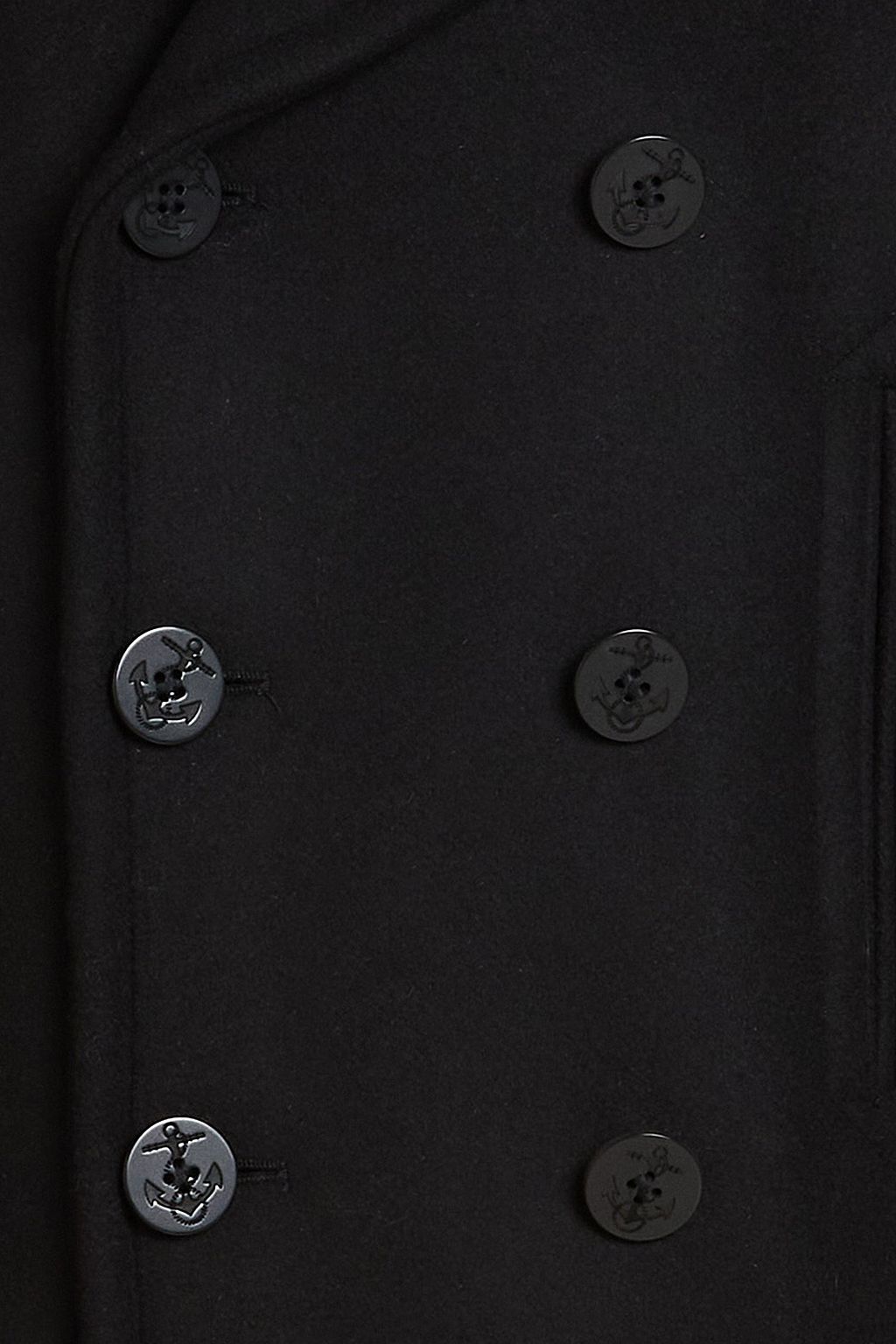 SANDRO Shearling-trimmed wool-blend felt peacoat