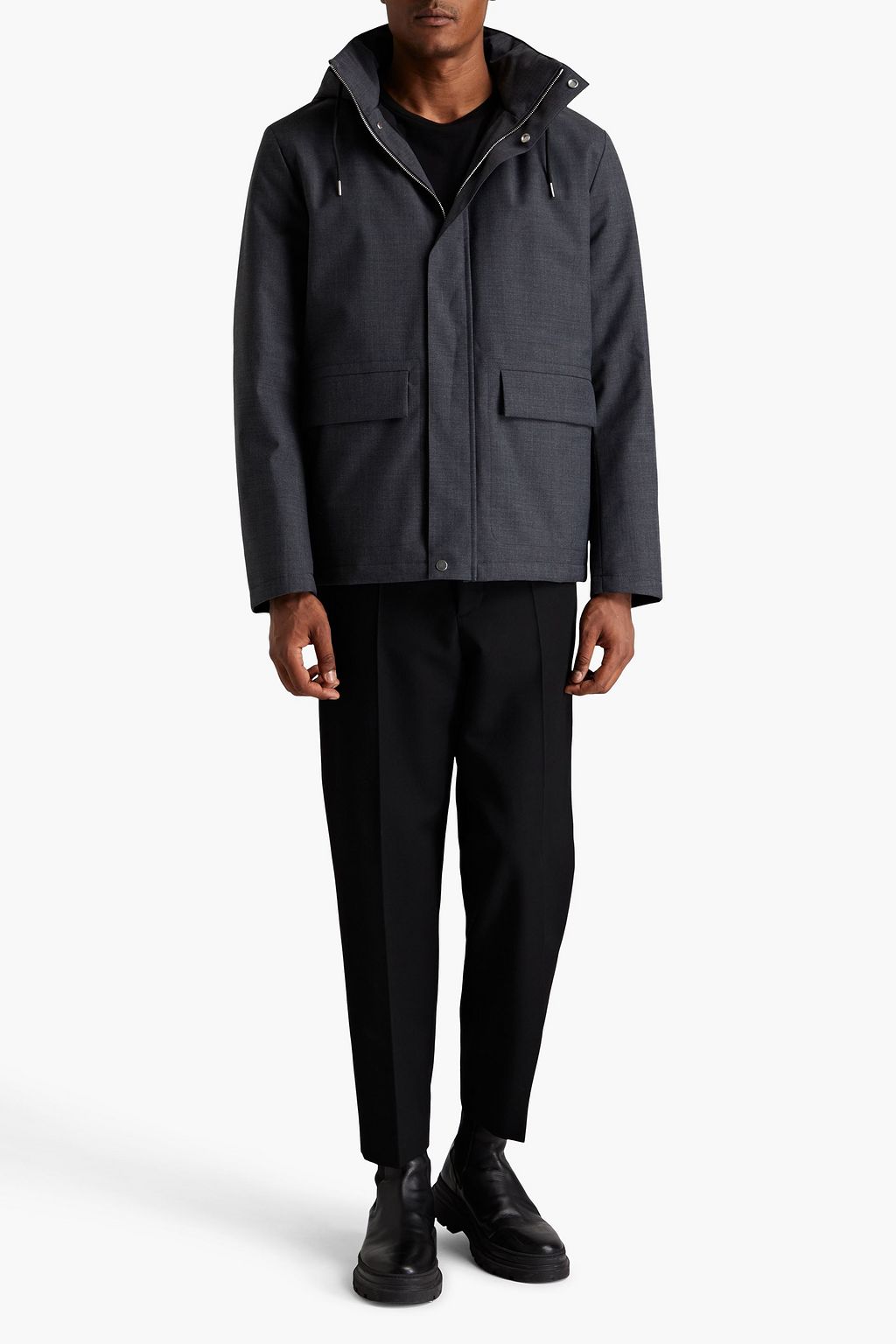SANDRO Twill hooded jacket