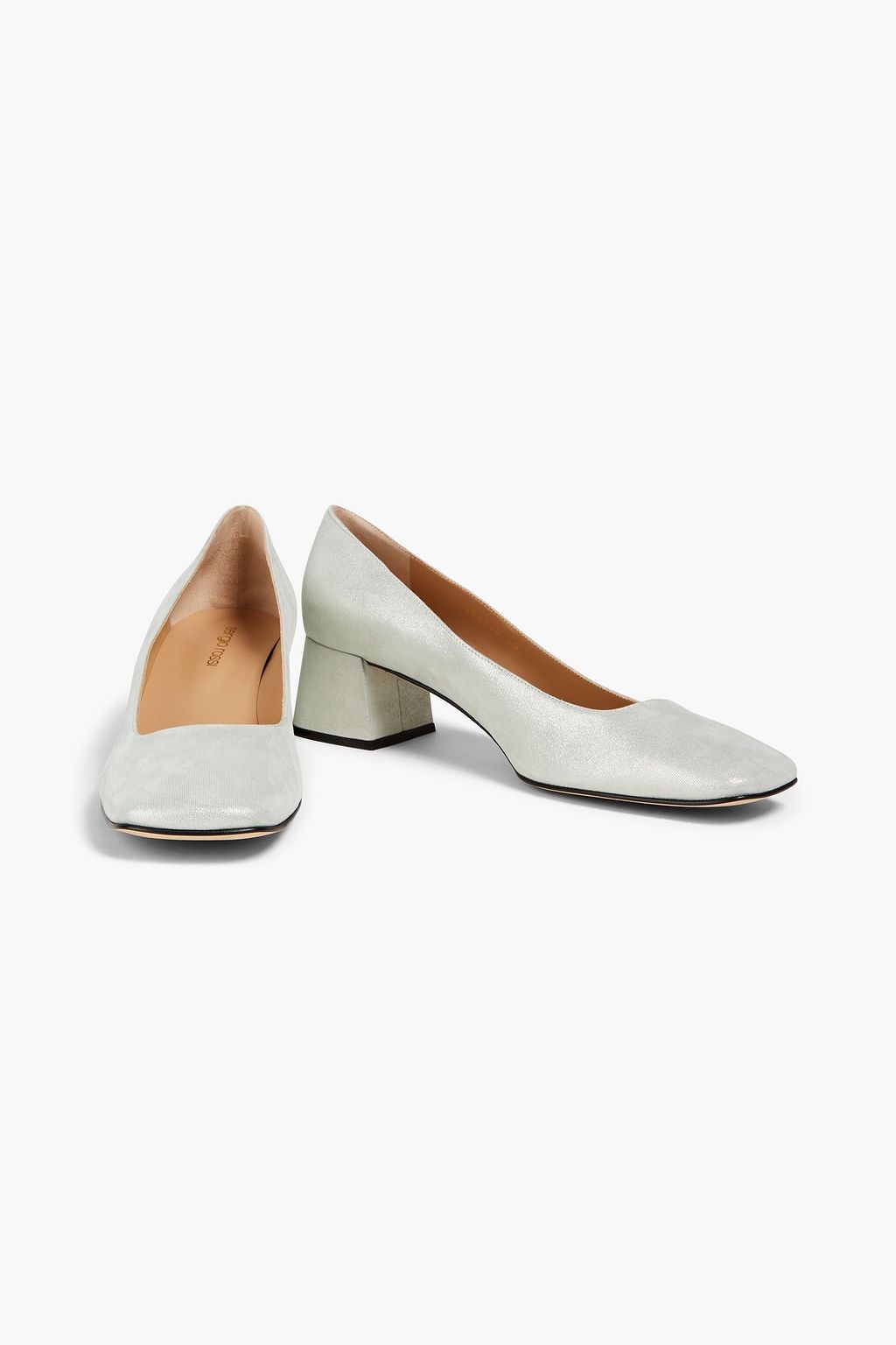 SERGIO ROSSI Metallic suede pumps
