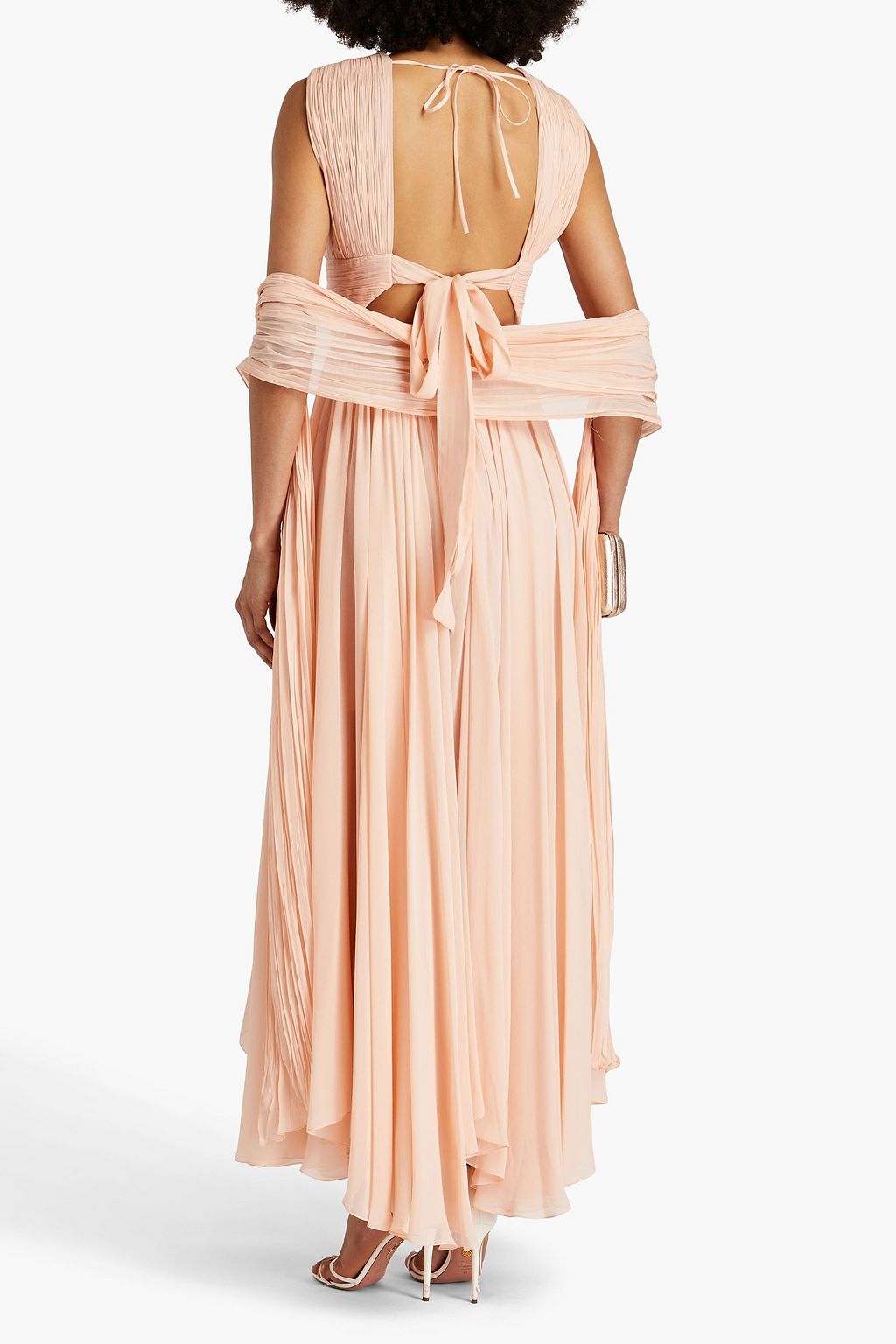MARIA LUCIA HOHAN シルクジョーゼット ロングドレス カットアウト プリーツ加工