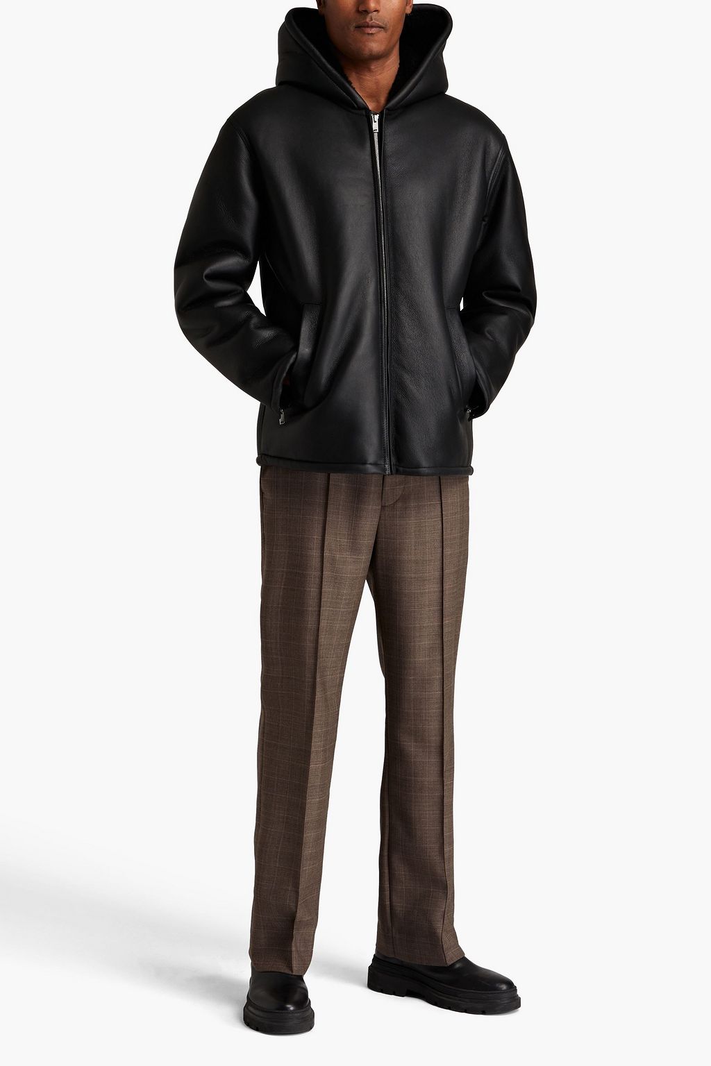 SANDRO Shearling hooded jacket