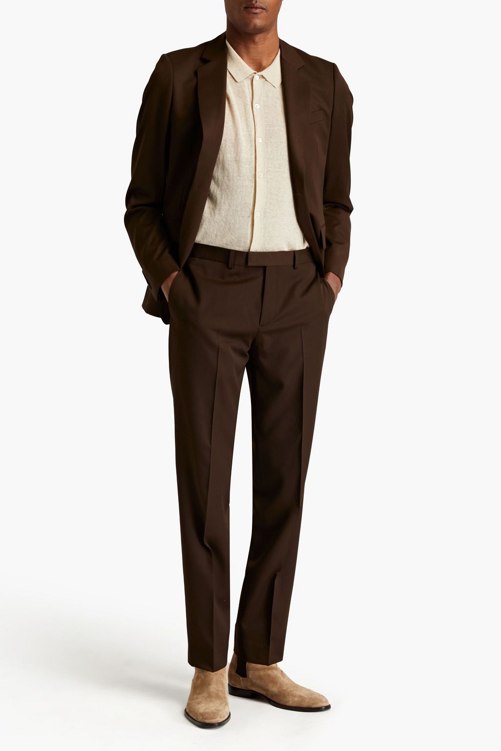 SANDRO Tapered wool-twill pants