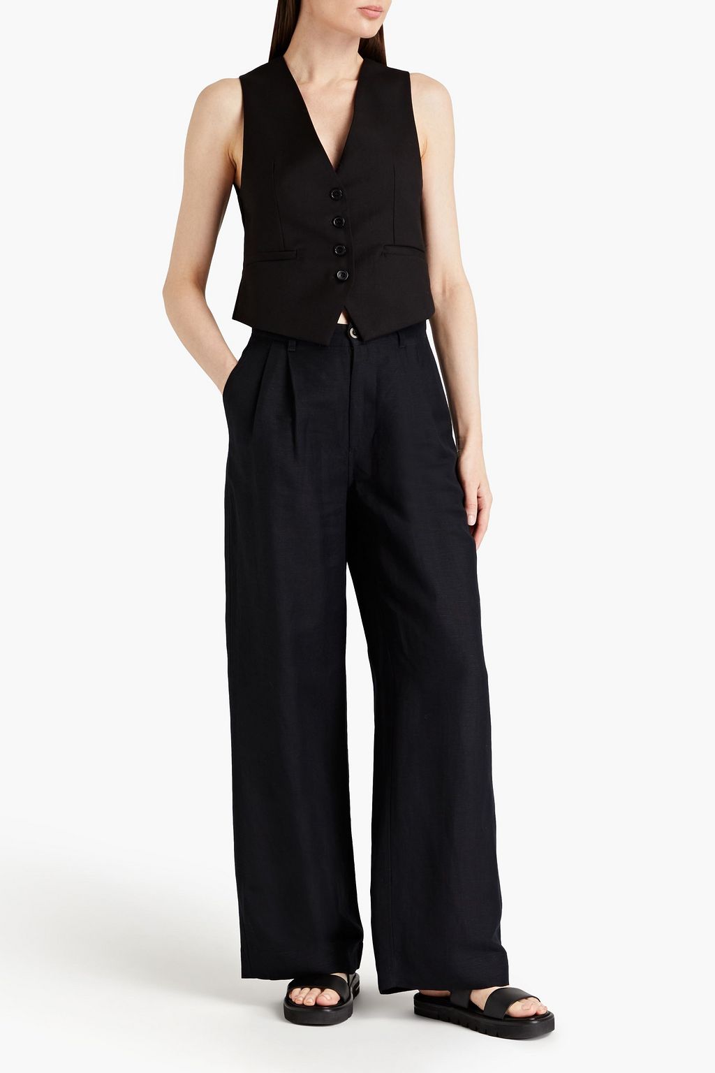 ONIA Hose mit weitem Bein aus einer Leinenmischung