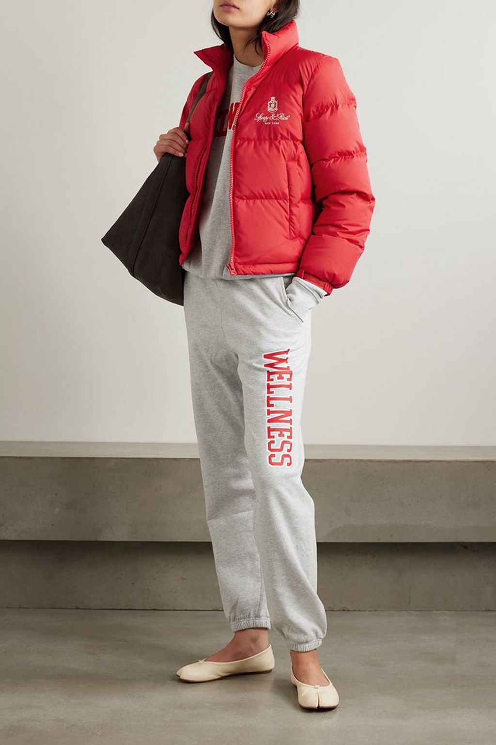 SPORTY & RICH Vendome embroidered quilted shell down jacket