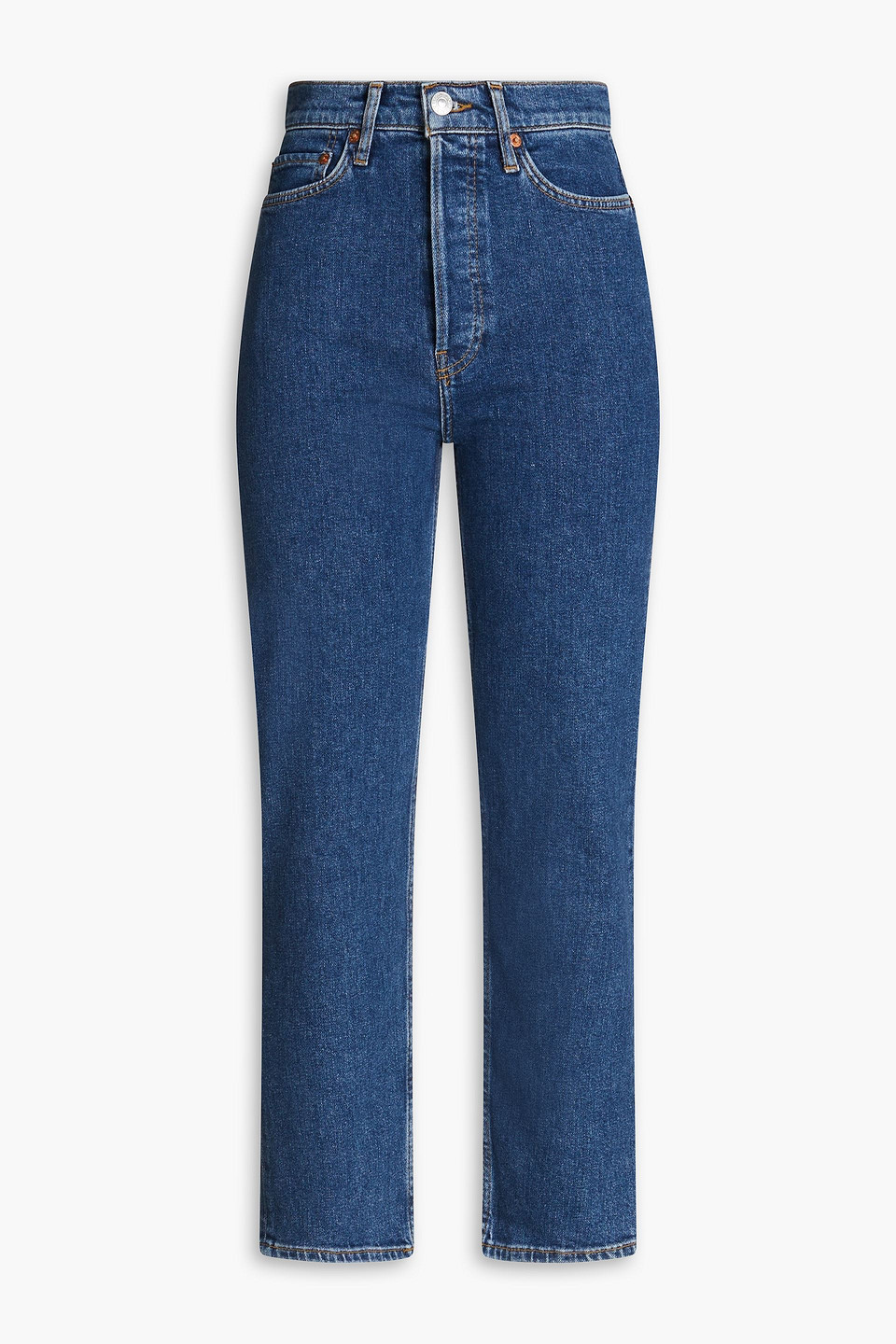 Cropped high-rise straight-leg jeans