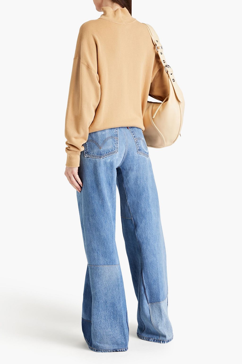 RE/DONE WITH LEVI'S Patchwork-effect high-rise wide-leg jeans