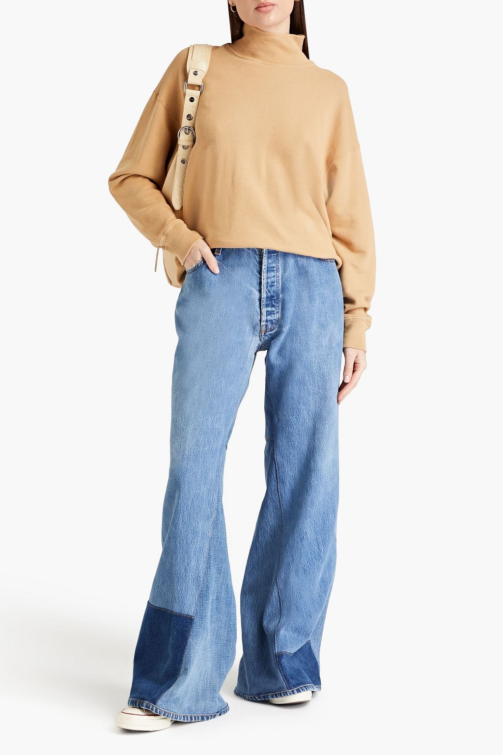 RE/DONE WITH LEVI'S Patchwork-effect high-rise wide-leg jeans