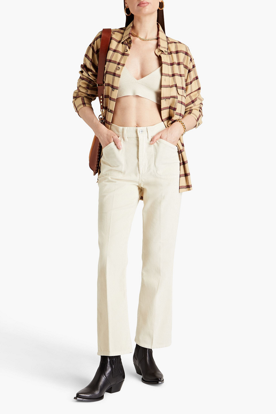 Re/done High-rise Bootcut Jeans In Ivory