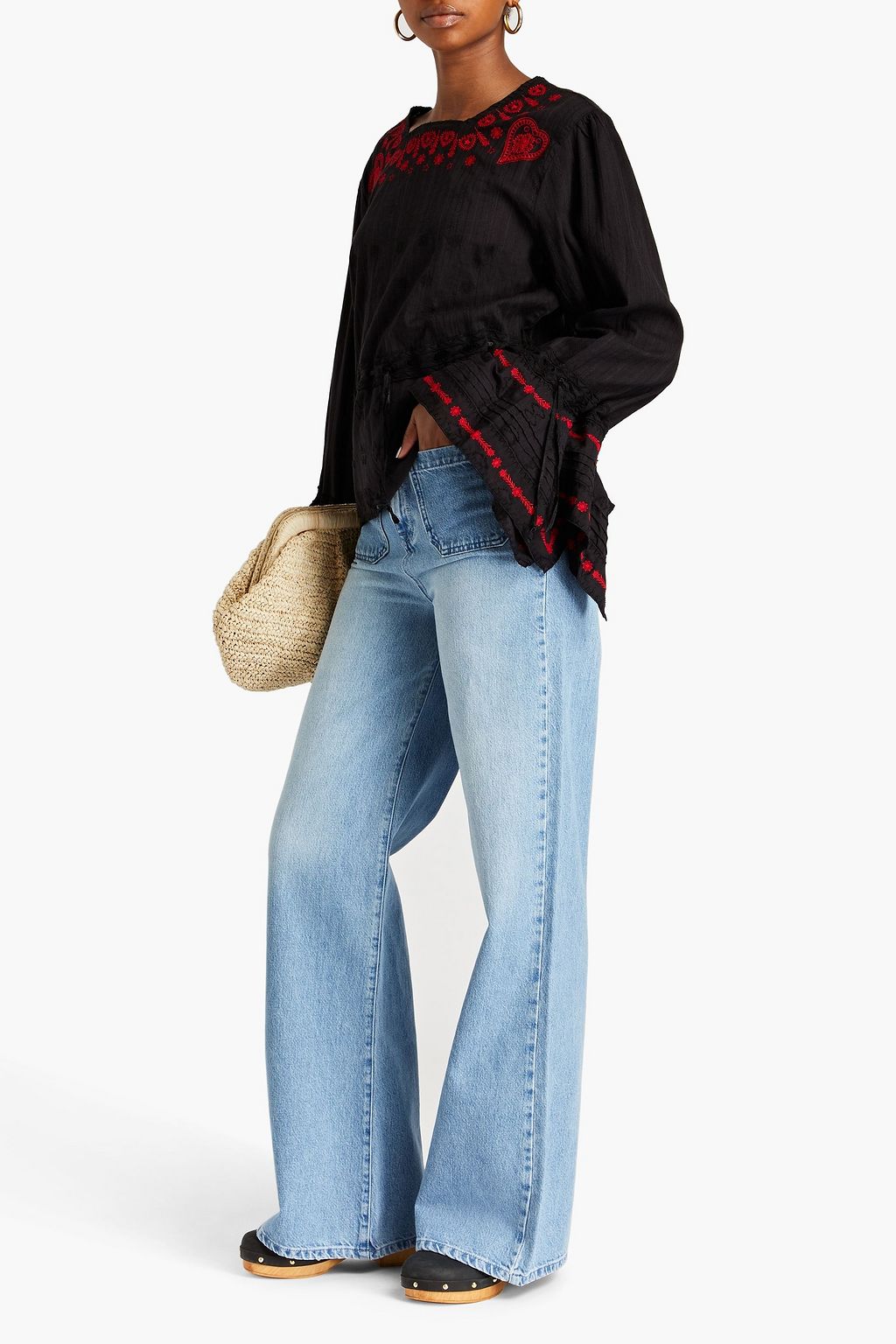 HAYLEY MENZIES Bluse aus Baumwollmusselin mit Stickereien