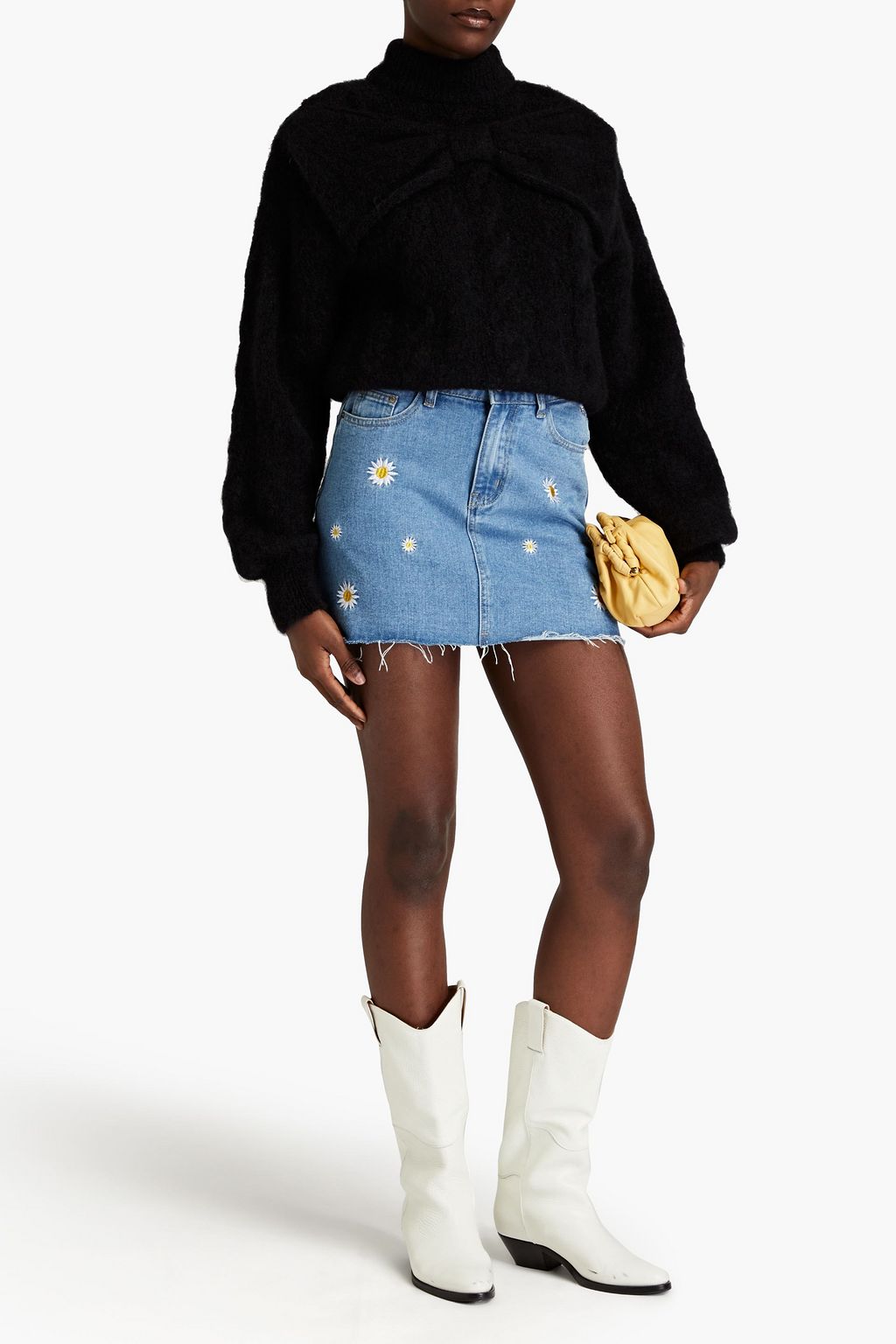 HAYLEY MENZIES Winona Rollkragenpullover aus einer Wollmischung mit Zopfstrickmuster und Schleife