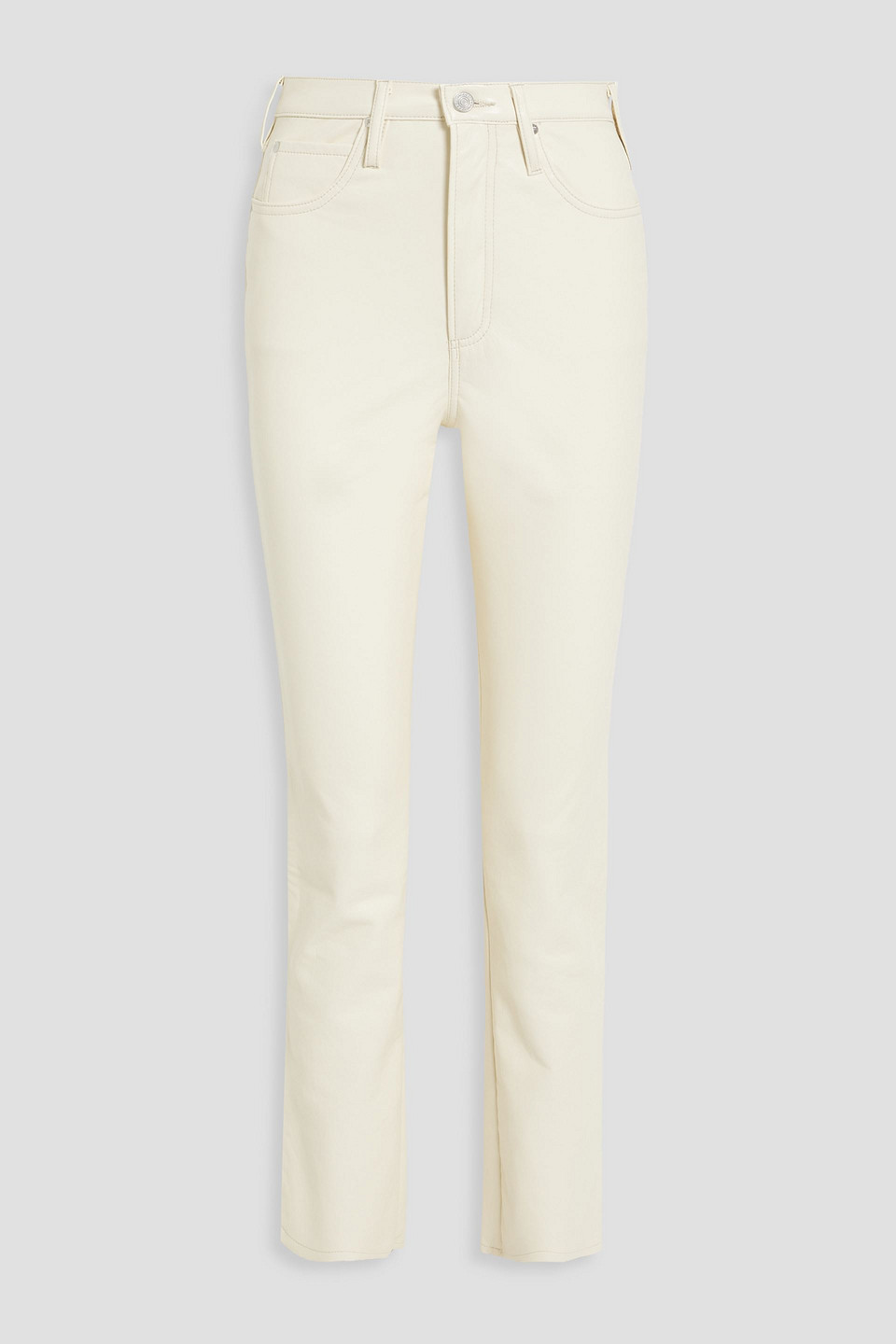 Frame Le High 'n' Tight Stretch-leather Straight-leg Trousers In Ivory