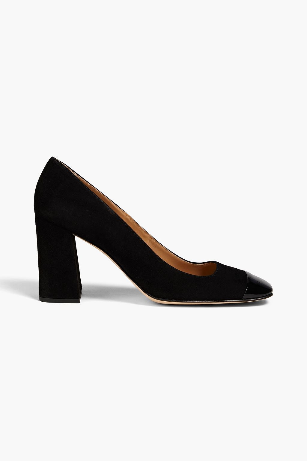 SERGIO ROSSI Royal Vernice patent leather-trimmed suede pumps | THE OUTNET