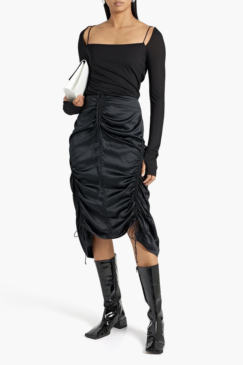 HELMUT LANG توب من الجيرسيه بتصميم من عدة طبقات مزين بفتحات