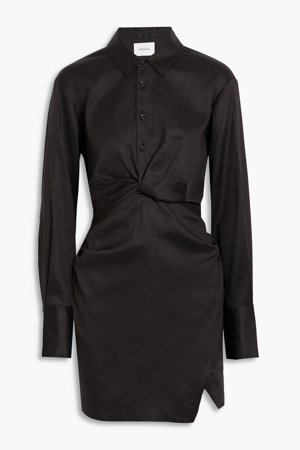 FRAME Twist-front twill mini shirt dress | THE OUTNET