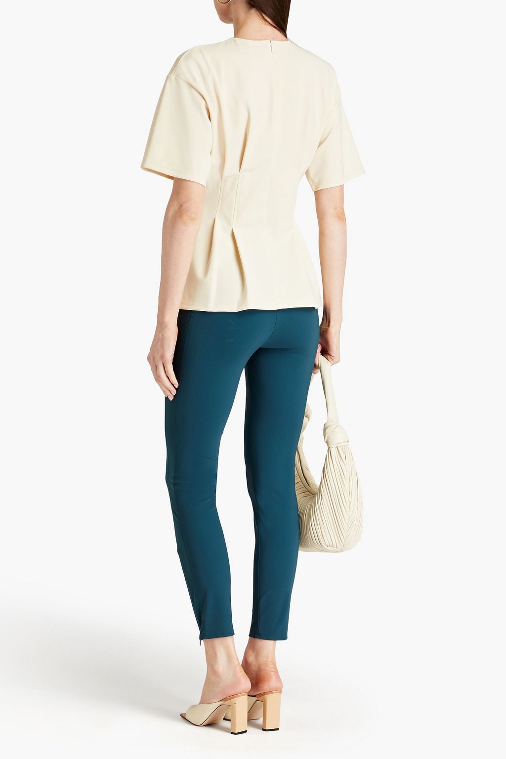 THEORY Pleated ponte top
