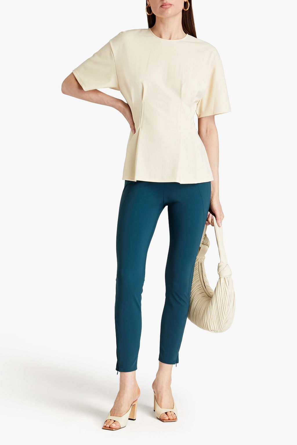 THEORY Pleated ponte top