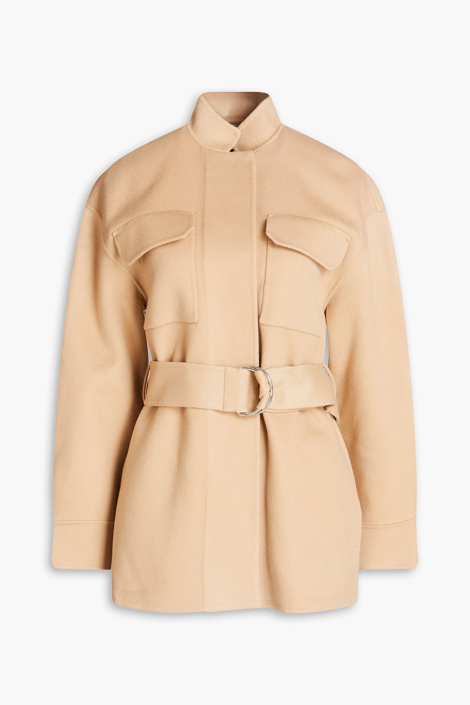 Theory Belted Wool And Cashmere-blend Felt Coat In Neutral