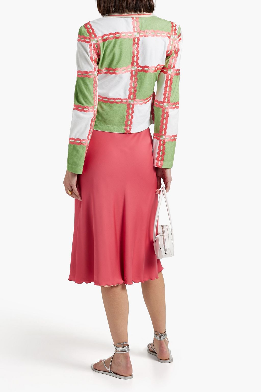AHLUWALIA Checked embroidered cotton-piqué polo shirt